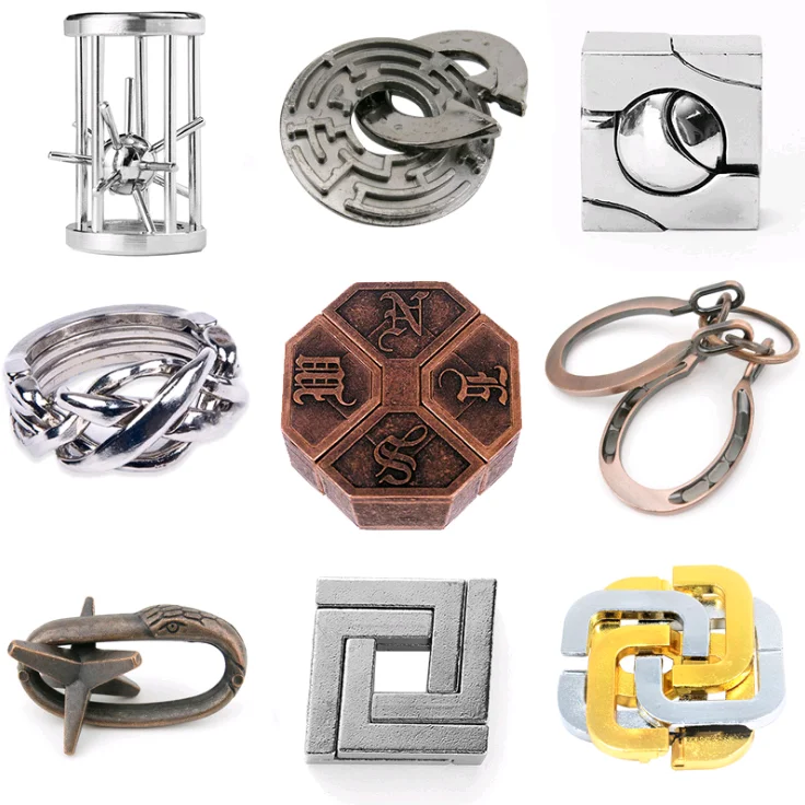 

Diecast toy Classic Metal IQ Teaser Cast Puzzles Game Brain IQ Toys for Adults Children Kids Enlighten Toys