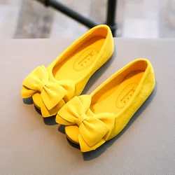 Black Pink Yellow Rose Little Girls Flat Shoes Bowknot Soft soled Single Shoes for Children Princess Shoes Chaussure fille 1-7T