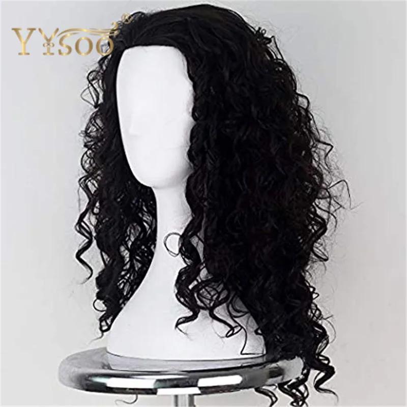 YYsoo Synthetic Hair Cosplay Wigs Medium Long Curly Dark Brown Wig for Men Halloween Cosplay Costume Wig Long Wavy Synthetic Wig