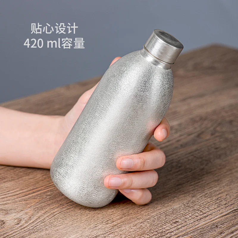 Pure Silver Water Bottle Water Bottle Pure Silver 999 Handmade Hammer Travel Cup Multi-purpose Water Cup Portable Cup with Lid