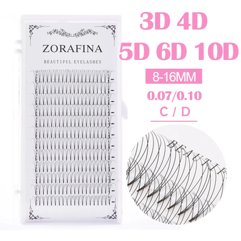 ZORAFINA-pestañas postizas de líneas prefabricadas, 3d/4d/5d/6d, volumen ruso, venta al por mayor