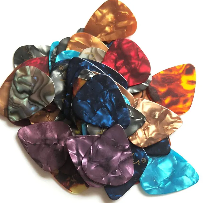 50pcs Acoustic Guitar Picks Plectrum Celluloid Smooth Electric Guitar Pick Accessories Size 0.46mm 0.71mm 0.81mm 0.96mm