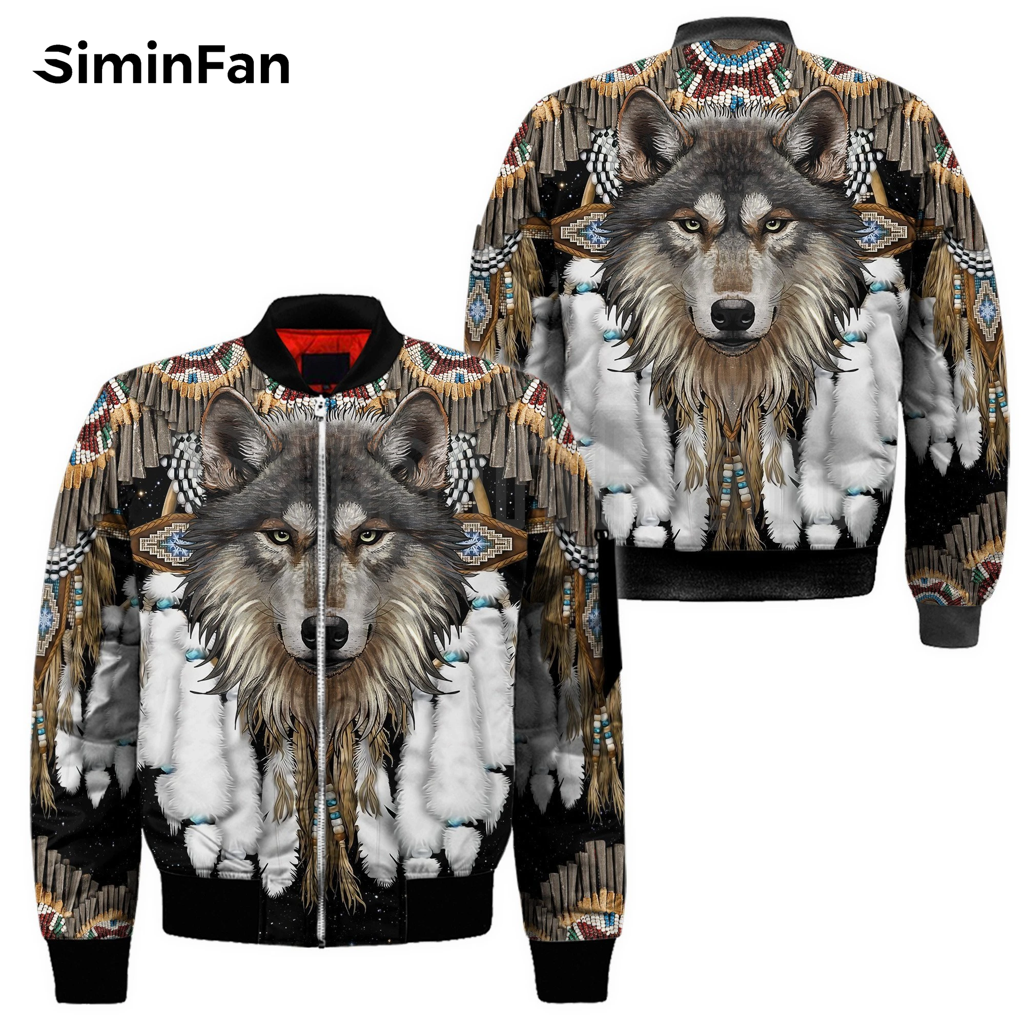 Tribal Skull Wolf Horse Bear 3D Printed Mens Casual Flight Bomber Jackets Unisex Harajuku Winter Thick Coat Women Streetwear 01