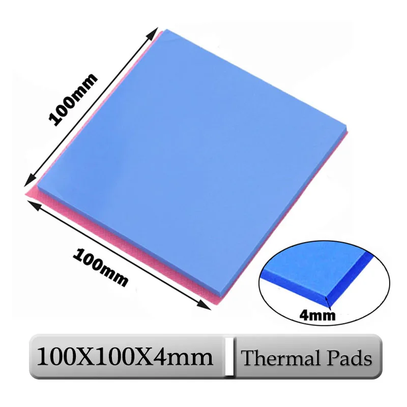 1 Pcs Gdstime 100 Mm X 100 Mm X 4 Mm 4 Mm Dikte Blue Thermal Pad Cpu Heatsink Pads 100X4 Mm 0.4 Cm Cooling Geleidende Siliconen Thermische