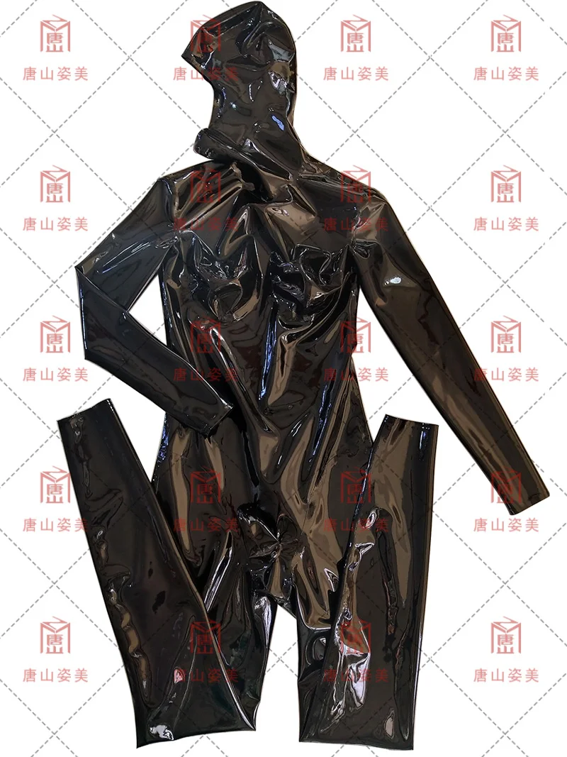 

MEN LATEX CATSUIT OPEN FACE FACE ENTRY NO ZIP WITH SOCKS NO GLOVES