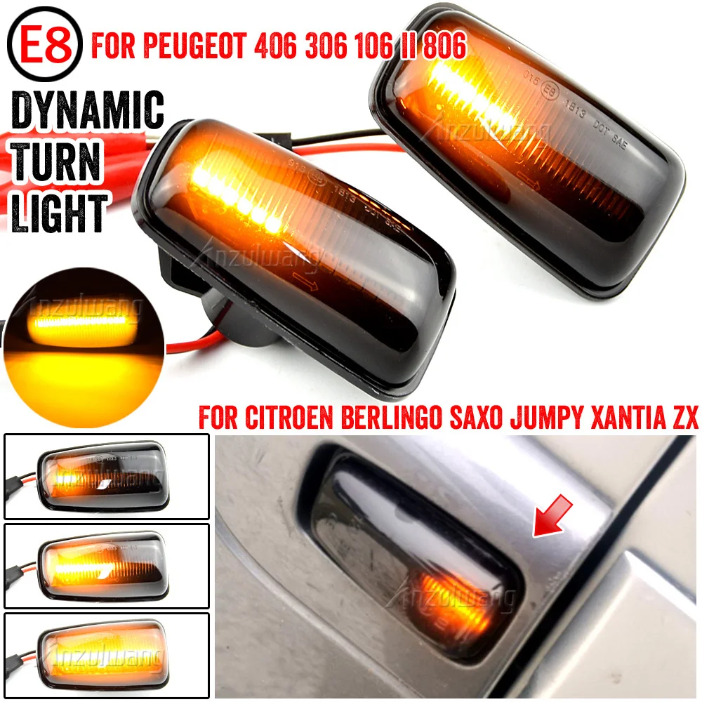 

Dynamic LED Side Marker Light Signal Blinker for Citroen Berlingo Jumpy Saxo Xantia Xm ZX Peugeot 106 36 406 806 EXPERT PARTNER