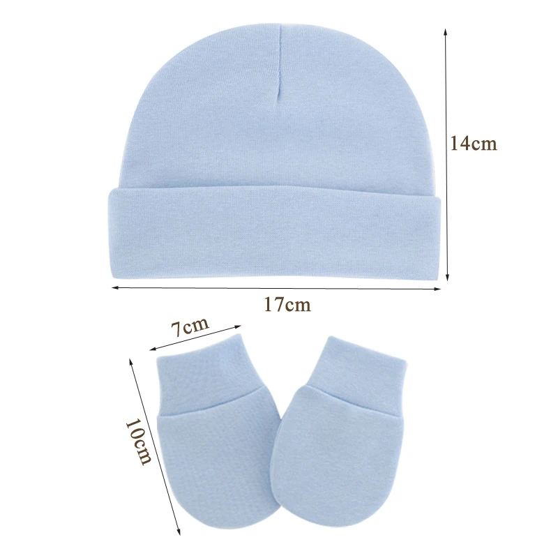 Newborn Baby Hat Gloves Set for Girls Boys Soft Cotton Baby Beanie Infant Bonnet Toddler Cap Spring Autumn New Born Gift