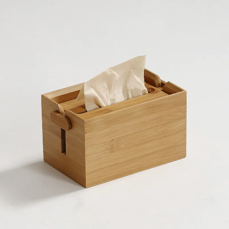 

Bamboo Tissue Box Creative Seat Type Roll Storage Paper Holder Tissue Canister Bathroom Facial Napkin Organizer