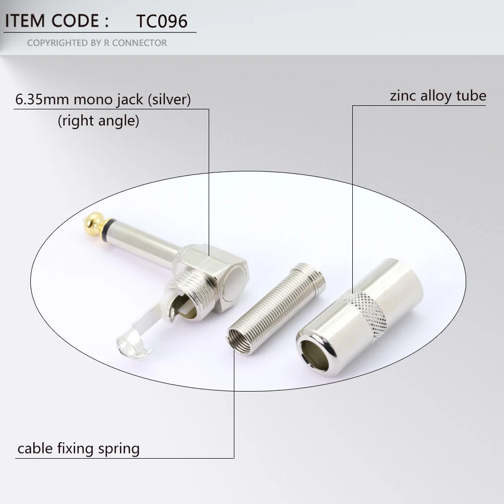 2PCS 6.35MM Male Mono Plug Connector 6.3MM Jack Plug for Electric Guitar Pedal 1/4\