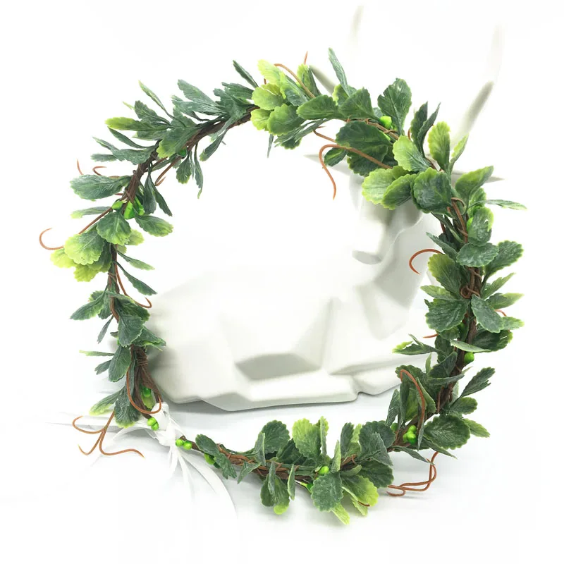 Green Leaf Wreath Crowns Headband Women Hair Accessories Headdress Girl Floral Garlands Wedding Party Floral Headwear