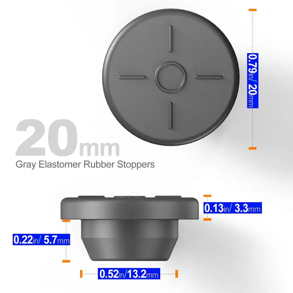 20mm Butyl Stoppers Mushroom For Glass Vial and Liquid Culture Jars, Can Be Sterilized by Steam and Repeated Used