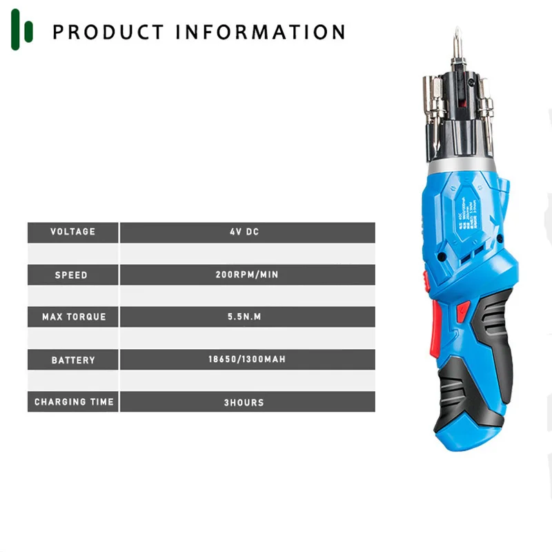 4V Cordless Electric Screwdriver 1300mah Lithium Battery Rechargeable Multi-function Mini Drill Power Tools LED WIth 45PCS Bits