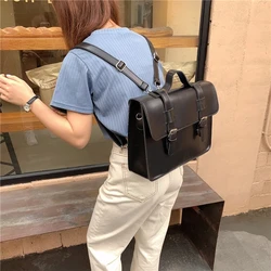 Korean preppy style student school bag pu leather female messenger bags vintage multifunctional Women shoulder bag ladies Totes