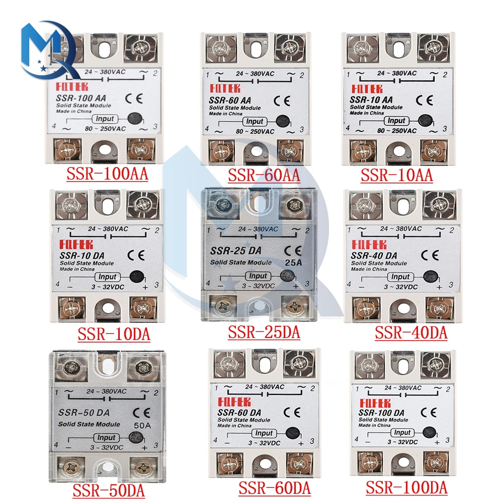 Solid State Relay Module SSR-25DA 40DA 10DA 50DA 60DA 100DA 100AA 60AA 10AA Single-phase Solid State Relay AC Control