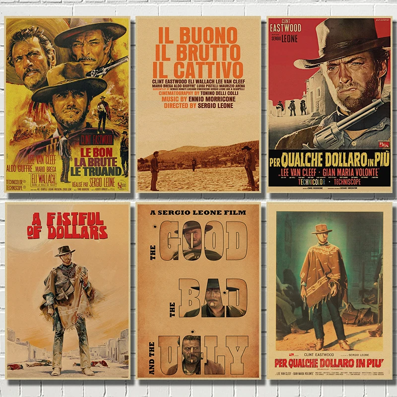 The Good, the Bad and the Ugly  Classic Movie Kraft Paper Poster Bar Cafe Living Room Dining room Wall Decorative Paintings
