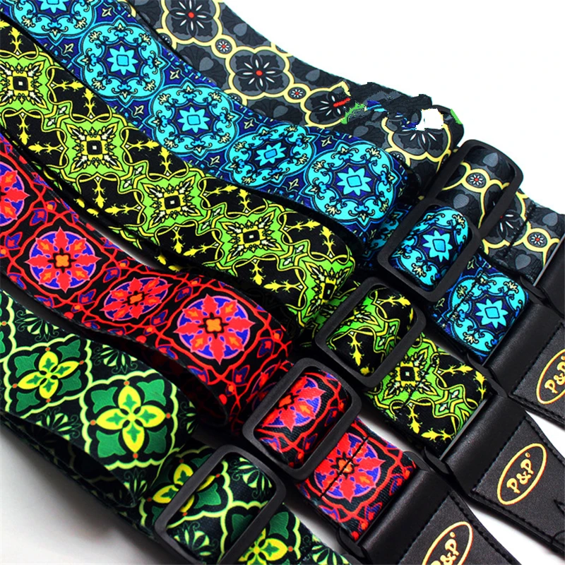 Nylon Ethnic Style Series Guitar Strap, Adjustable Guitar Belt, Electric, Acoustic, Folk, Parts and Accessories