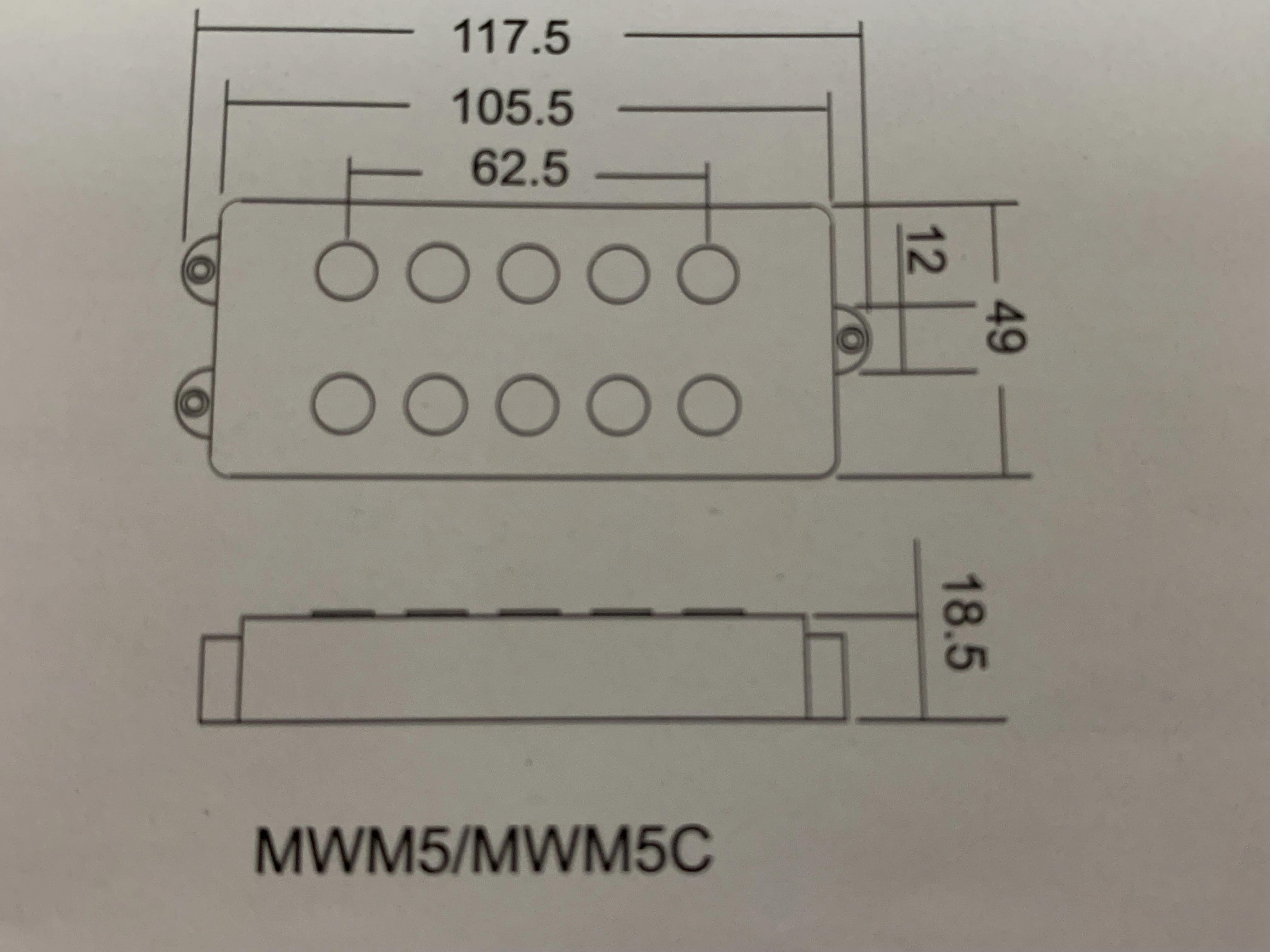 Wilkinson Lic Bass Pickup for 5 String MWM5 Musicman