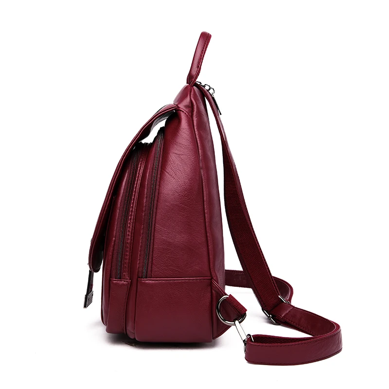 Women Backpack Soft Leather Shoulder Bags For Women Multi-Function Bagpack Female Preppy School Backpacks For Teenage Girls