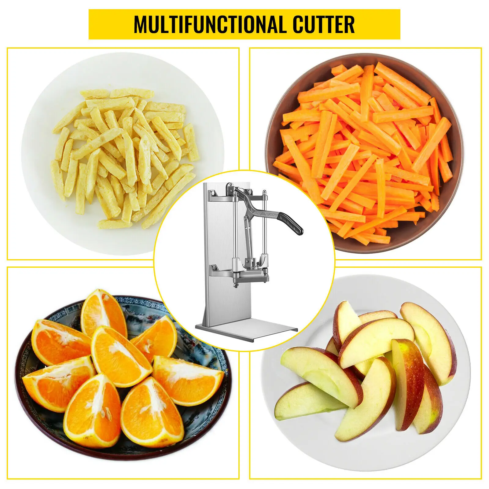 VEVOR 3ใบมีดมันฝรั่งเครื่องตัดผัก Chopper ผลไม้เครื่องตัดสแตนเลสได้อย่างรวดเร็วได้อย่างง่ายดาย Manual ฟังก์ชั่นเชิงพาณิชย์