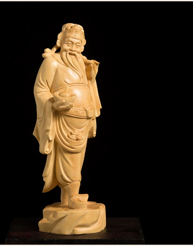 

XS372- 19 см скульптура бога богатства самшит, статуя Будды на удачу, домашний декор для гостиной