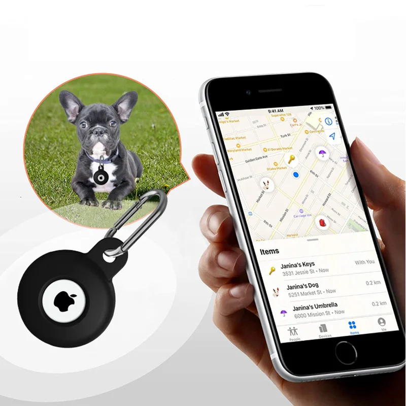 실리콘 AirTag 케이스 보호 커버 애플 로케이터 트래커 안티-분실 장치 수호자 홀더 맞는 AirTag 스마트 키 체인