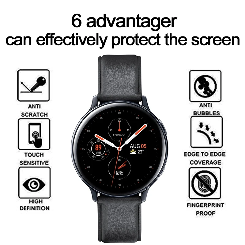 3D Full Screen Protector film for Samsung Galaxy Watch Active 2 40mm 44mm HD Anti-Bubble Soft Round Edge Screen Protector Cover