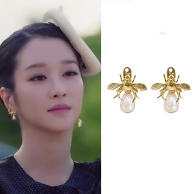 double bee Seo Yea Ji same fashionable new Earrings with elegant Korean temperament high quality Earrings