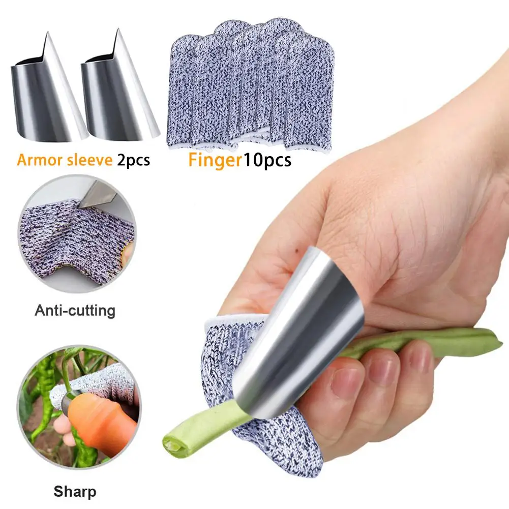 Kitchen Anti-Cut Finger Cover Peel Shell Vegetable Picking Cutting Finger Cover Protective Finger Peel Fingertip Gloves Garden