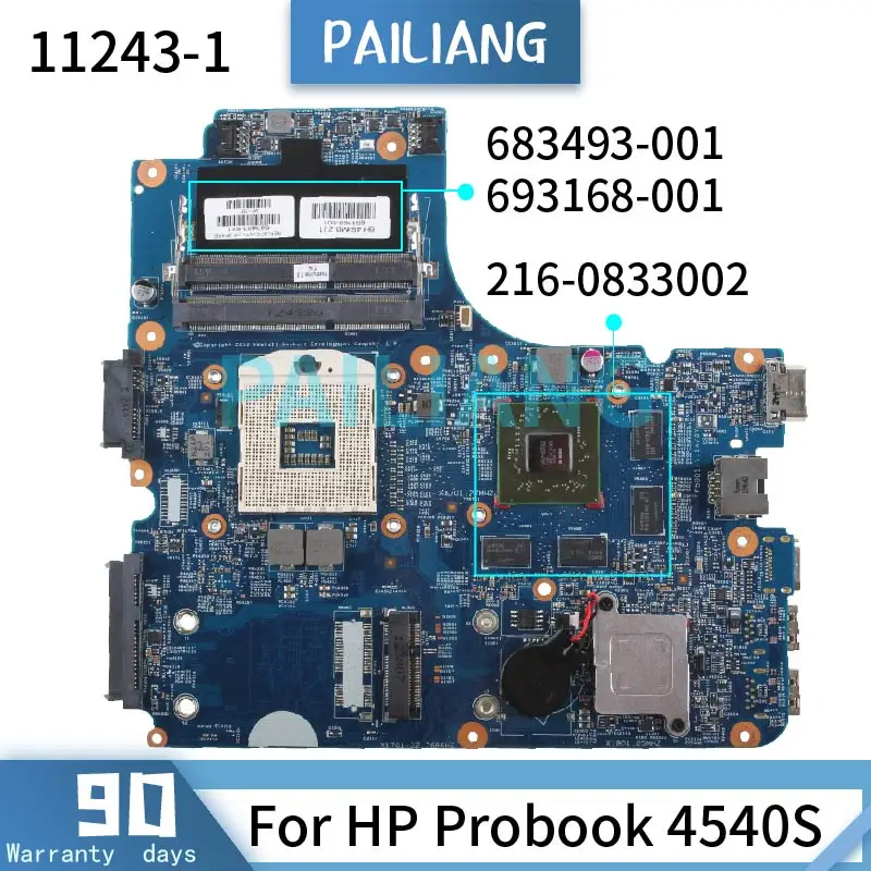 

PAILIANG Laptop motherboard For HP Probook 4540S Mainboard 683493-001 693168-001 11243-1 SLJ8E 216-0833002 DDR3 tesed