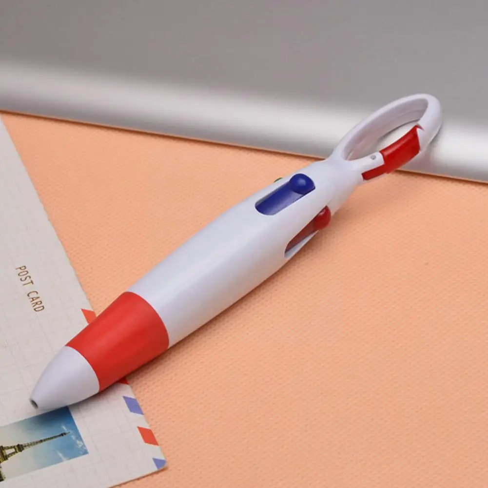 Push-type Four-color Integrated Ballpoint Pen With Writing Bullet-shaped Buckle Hanging Nib For Smooth Portable Pen Ballpoi J9X0