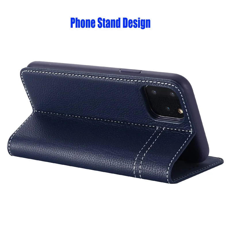 Funda de cuero genuino GEBEI para iPhone, carcasa con Soporte y Diseño magnético único, de marca de lujo, para modelos 15, 14, 13, 12 Pro Max, 11, Xs, 8, 7, 6 Plus