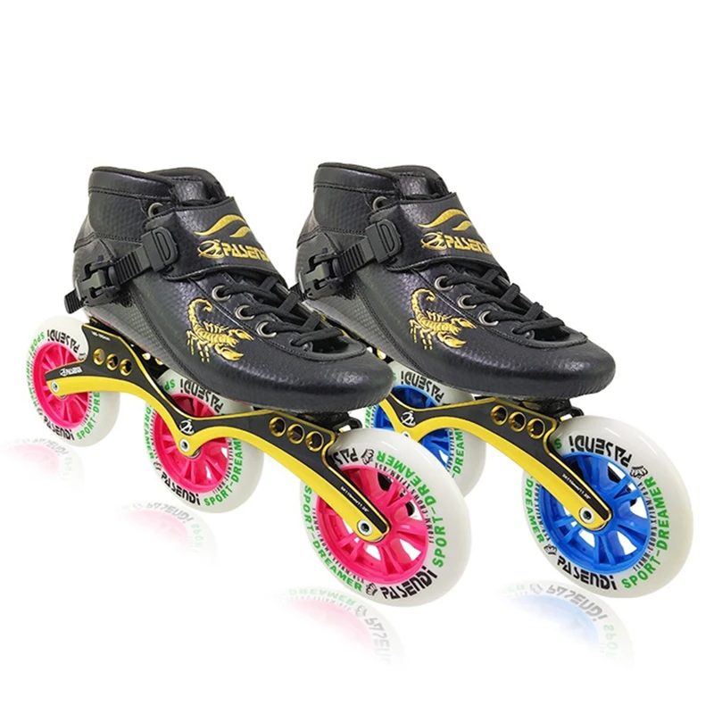 PASENDI  carbon racing skate 3 wheel roller inline skates speed man women professional 3X110 Frame Adults Speed Skating Shoes