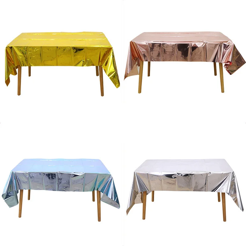 Disposable tablecloth gold silver blue rose gold bright surface wedding birthday party decoration supplies restaurant tablecloth