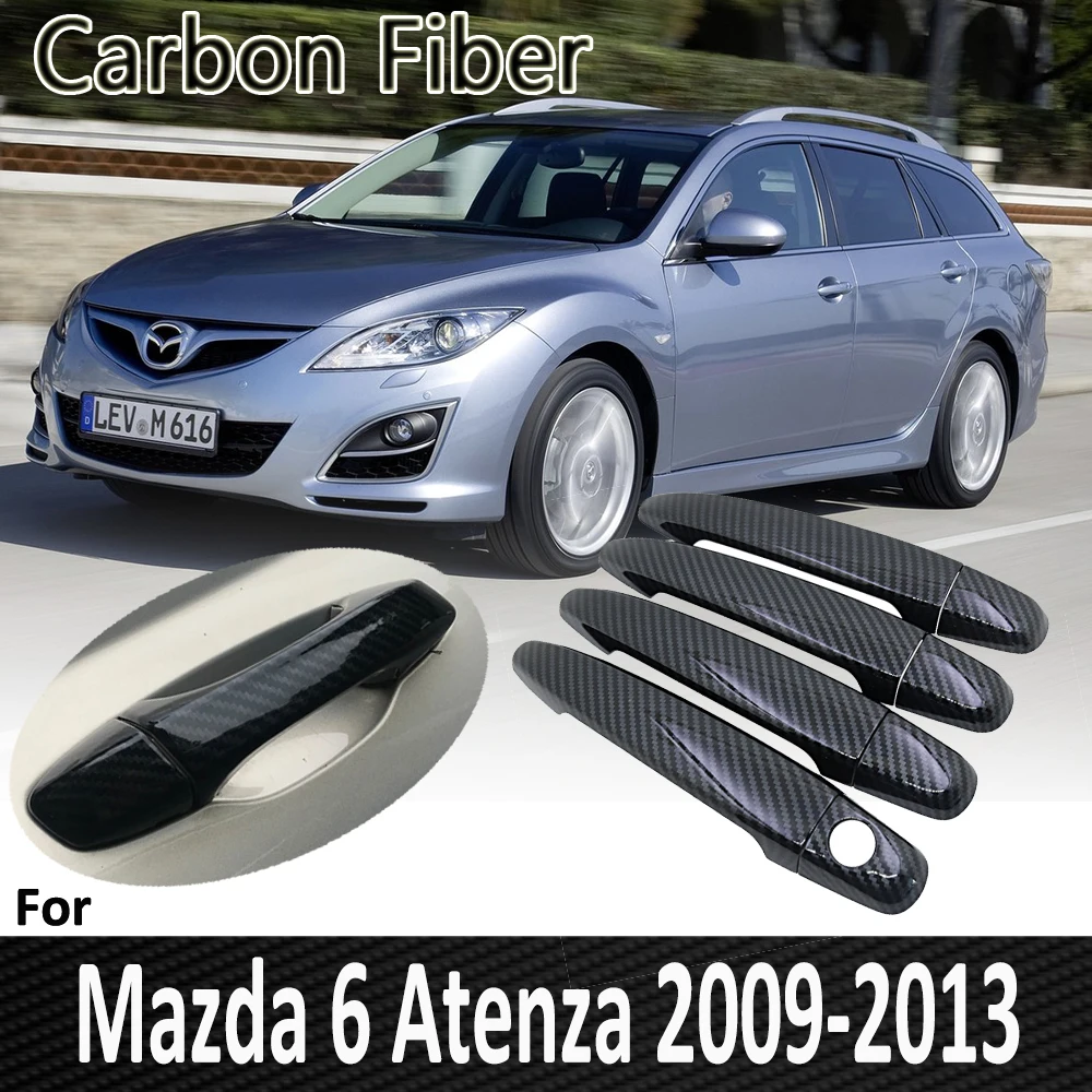 Black Carbon Fiber for Mazda 6 GH1 Atenza 2008 2009 2010 2011 2012 2013 Door Handle Cover Sticker Decorations Car Accessories