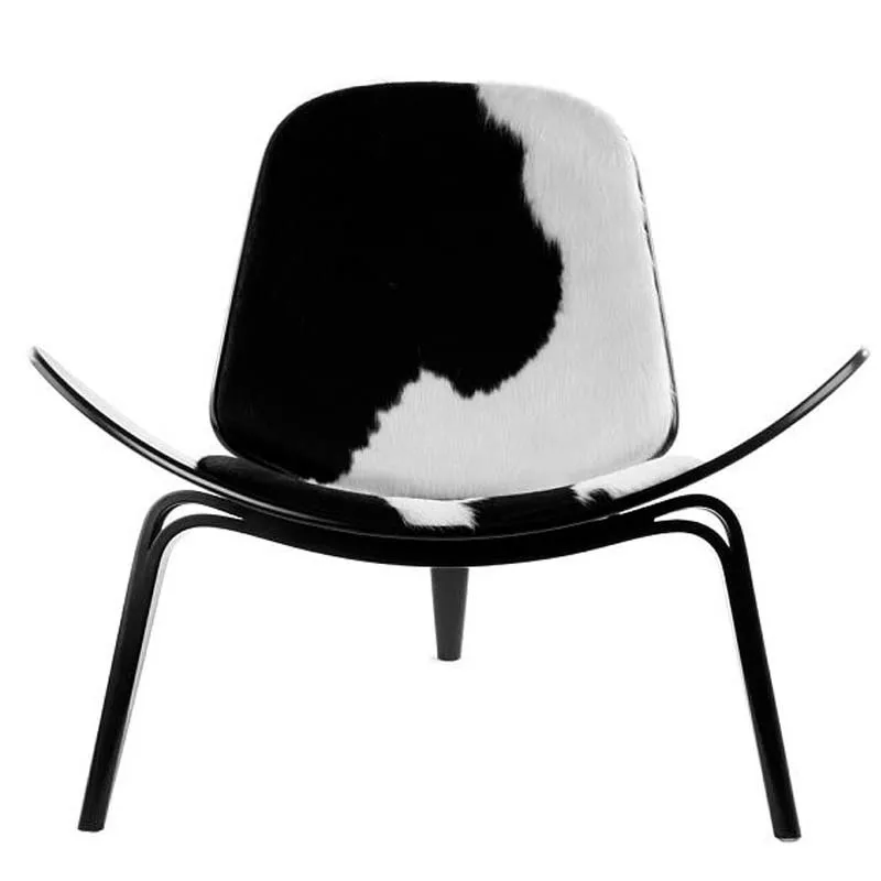 JOYLIVE-Modern Três-Legged Shell Chair, Ash Tecido Contraplacado, Mobília da sala