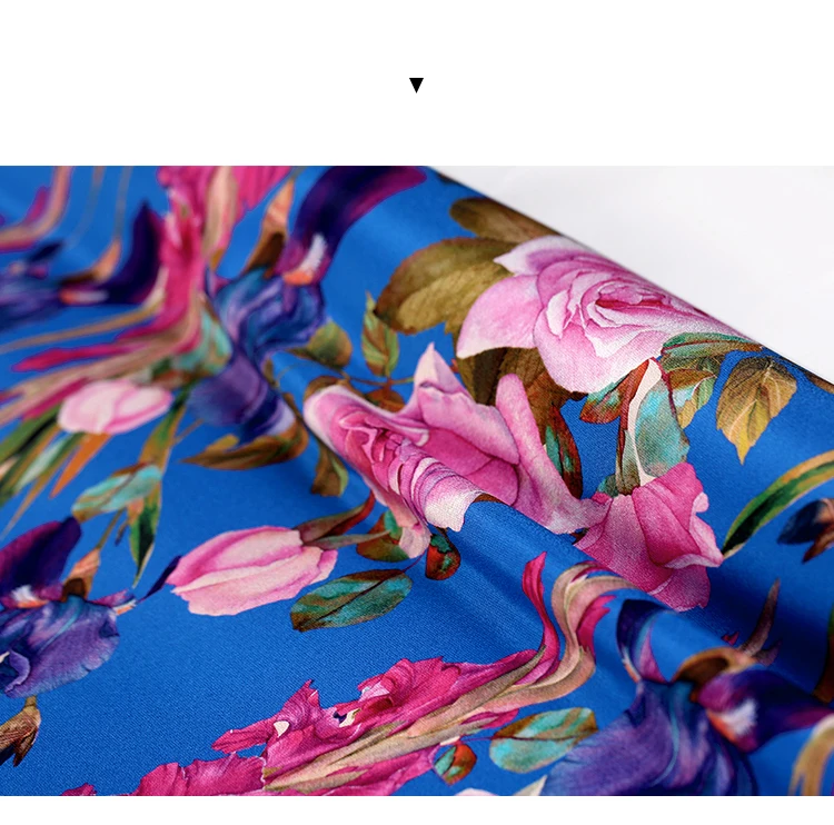 Silks Store Spring& Summer New Brand Printed Satin Spandex Silk Fabric For Dresses Fashion Cloth Diy Sewing Free Shipping Sale