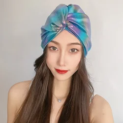 Women’s Swim Swimming Bathing Cap Turban Lined Pleated for Women Girls Protection Ear Long Short Hair Beach Seaside Girls