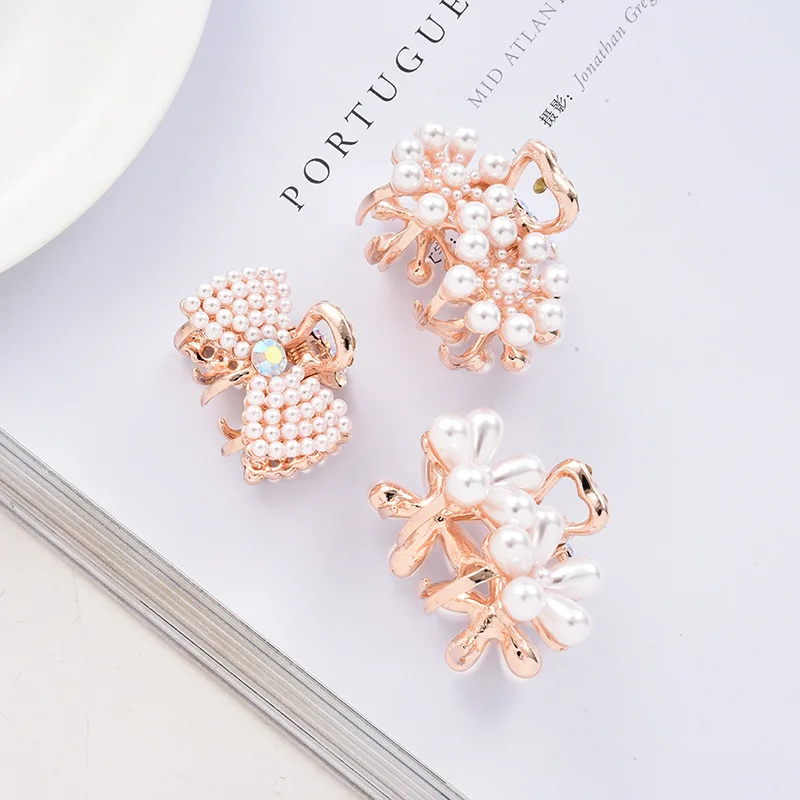 Electroplated Mini Pearl Baby Hair Claws Kids Hair Accessories Korean Style High Quality Alloy Hairpins Hair Claws Headdress