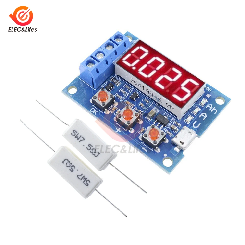 Tester di capacità della batteria al piombo DC 12V LED digitale 18650 Misuratore di scarica della capacità di resistenza del test di alimentazione della batteria al litio