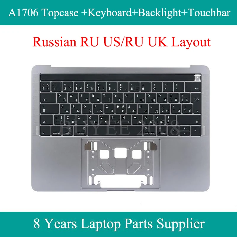 

Space Grey Silver Original A1706 Russian Keyboard For Macbook Pro RU US UK A1706 Topcase Keyboard Backlight Touchbar Tested Work