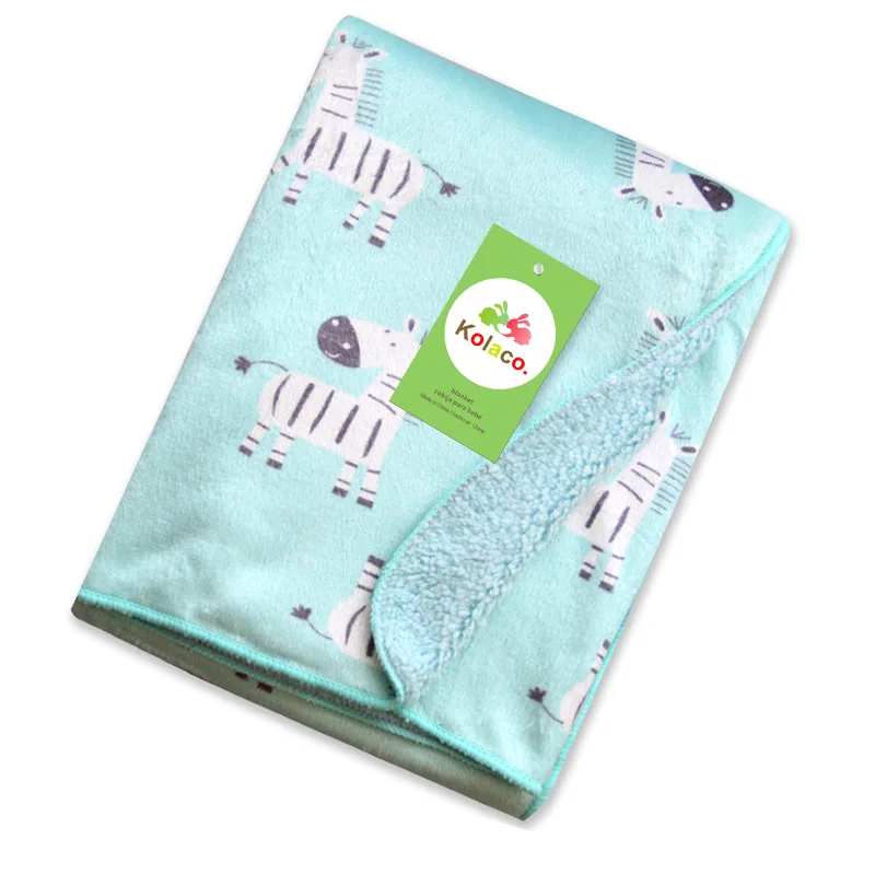 2024 New baby blanket printed and thickened double warm baby blanket short wool blanket 102*76cm