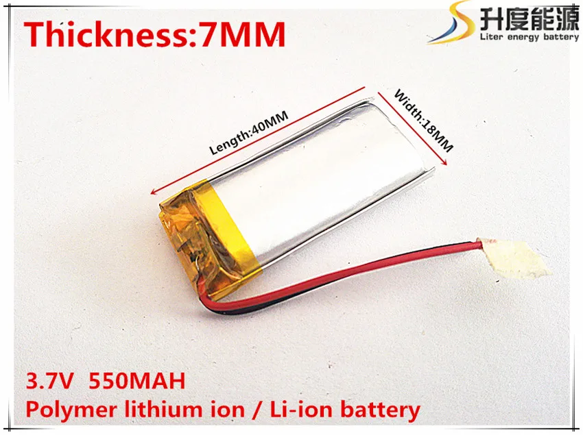 3.7 V,550 mAH,[701840] PLIB; polymer lithium ion/Li-Ion แบตเตอรี่สำหรับ GPS, mp3,mp4,mp5,dvd,bluetooth,ของเล่น