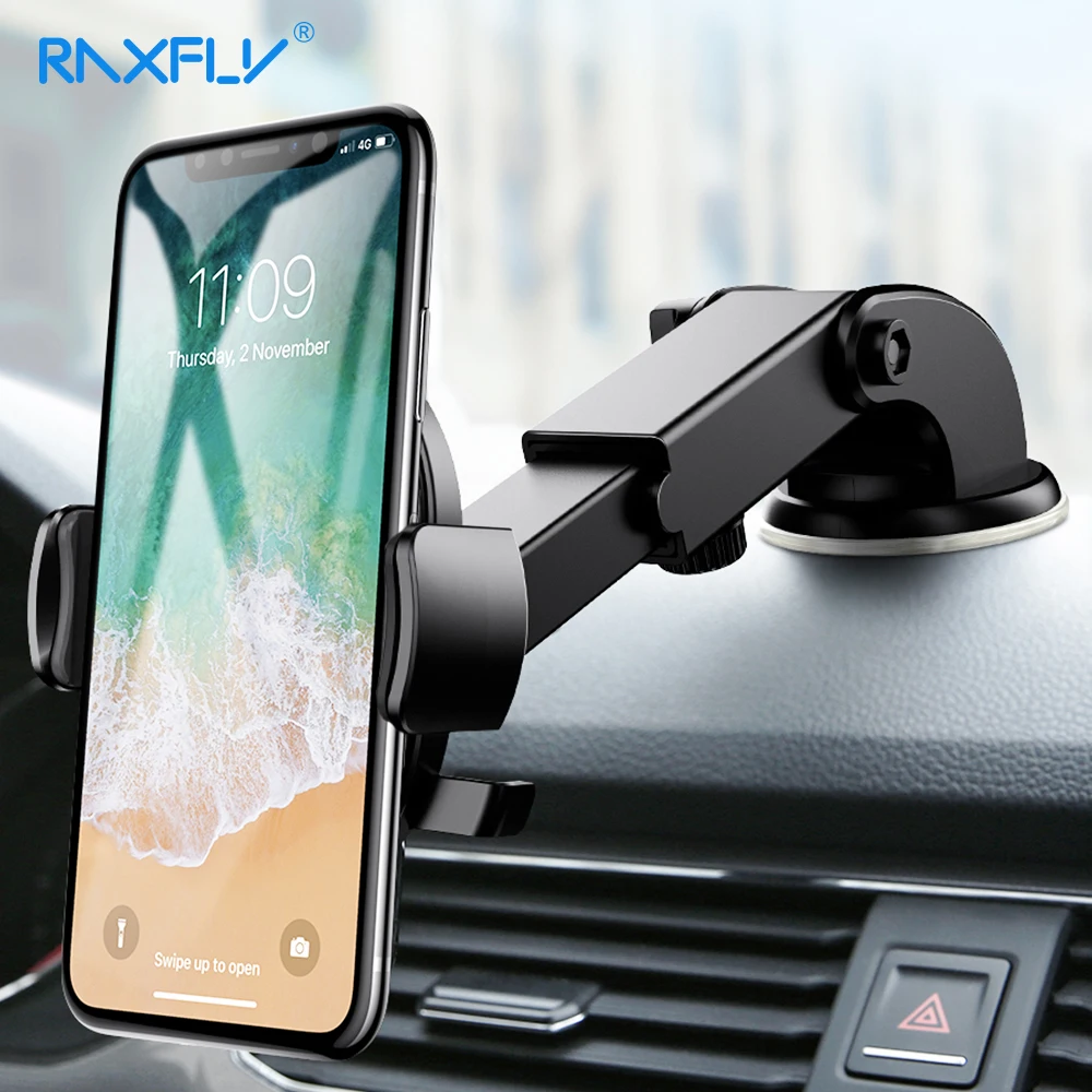 RAXFLY Car Phone Holder Windshield Mount For Samsung S9 Plus S8 S7 360 Rotation Phone Car Holder in Car For iPhone Huawei Stand