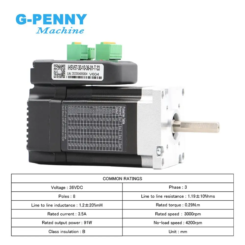 Free Shipping! Nema23 100w 3000rpm Integrated Servo Motor with Drive 0.29Nm 41Oz-in 36vDC 6.0A 57x76mm