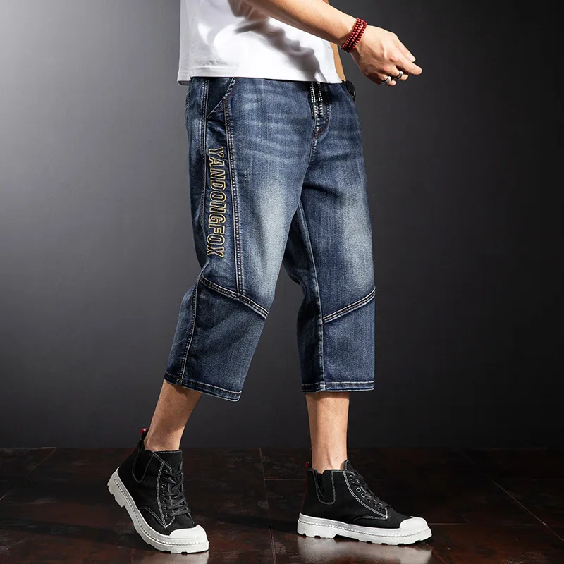 Men's Cropped Denim Shorts Men Summer Fashion Jeans Short Pants Embroidery Male Jean Trousers Mens Cowboy Clothing