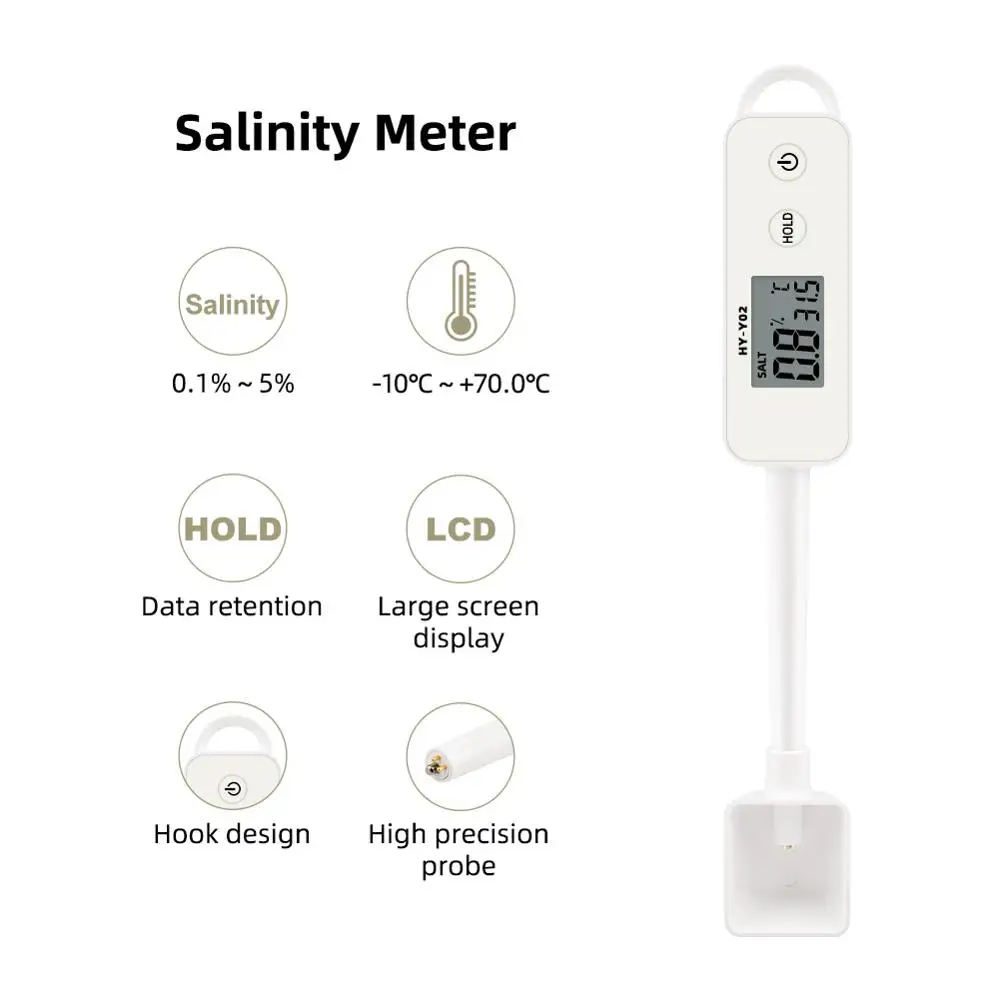 Yieryi Handheld Salinity Meter Concentration Meter Digital LED Food Salt Detector for kitchen, food management, fish tank