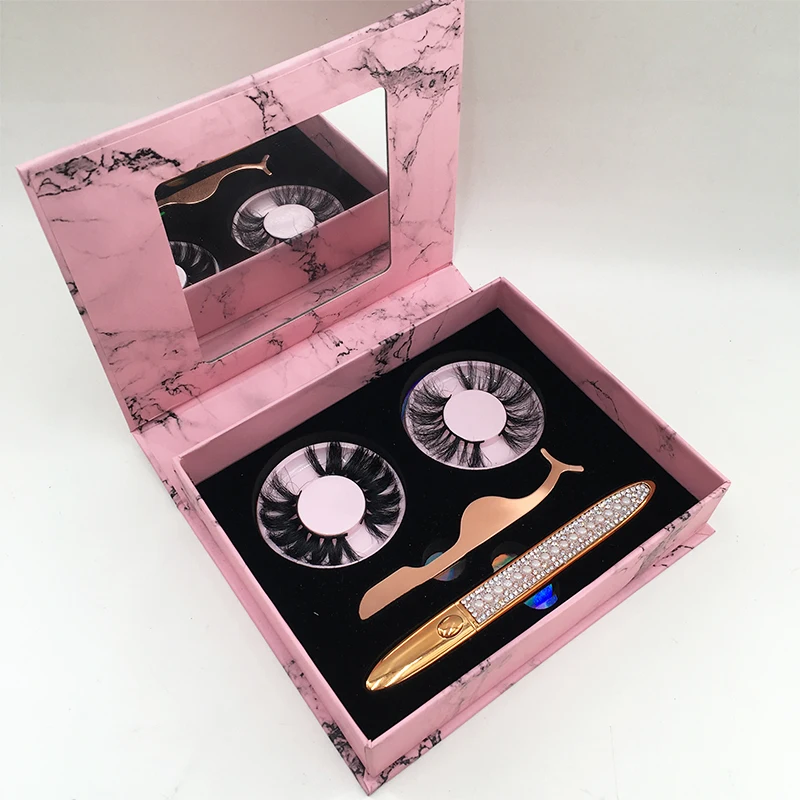 10/50pcs Eyelash Packaging Wholesale Magnet False Eyelash Case With Mirror Can Hold Tweezers Eyeliner And Two Eyelashes Case