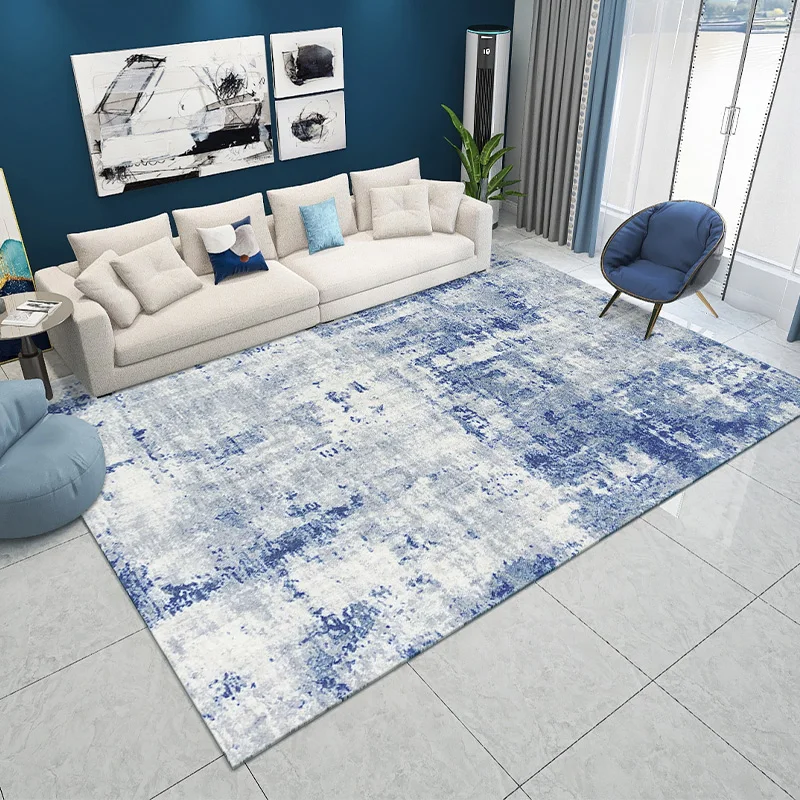 Modern Blue Abstract Carpet Living Room Nordic Style Fluffy Rugs for Bedroom Bedside Floor Mat Coffee Table Rug Blue Cloakroom