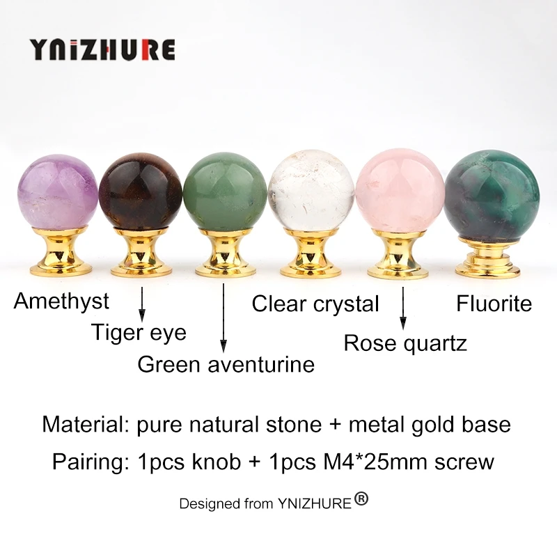 YNIZHURE Nature stone Luxury Crystal Reiki Drawer Handles Small Gift Box Decorative Handle Kitchen Cabinet Knob Cupboard Pulls