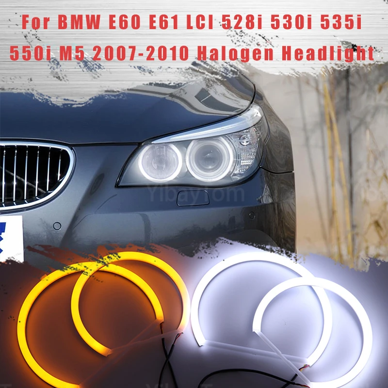 LED SMD Cotton Light Switchback Angel Eye Ring DRL Kit For BMW E60 E61 LCI 528i 530i 535i 550i M5 2007-10 halogen Headlight